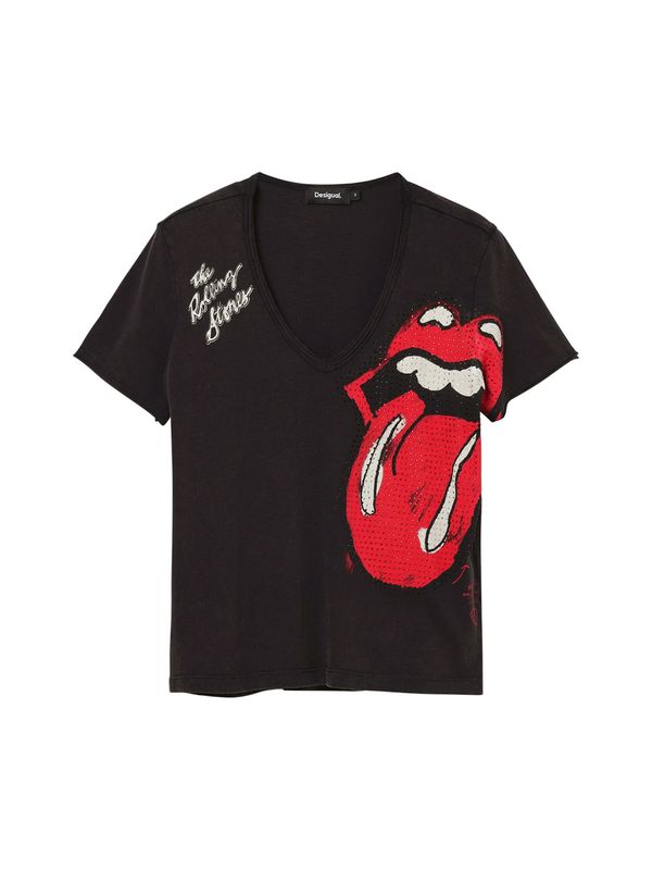 Desigual Desigual Majica 'Rhinestone The Rolling Stones'  crvena / crna / bijela