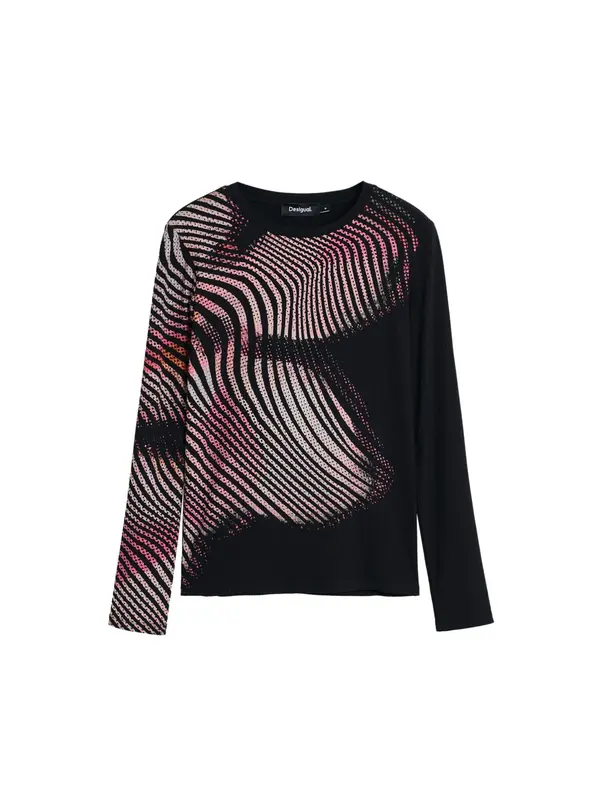 Desigual Desigual Majica  ružičasto crvena / crna / bijela