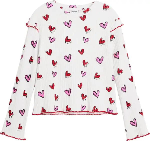 Desigual Desigual Majica  ružičasto crvena / crvena / bijela