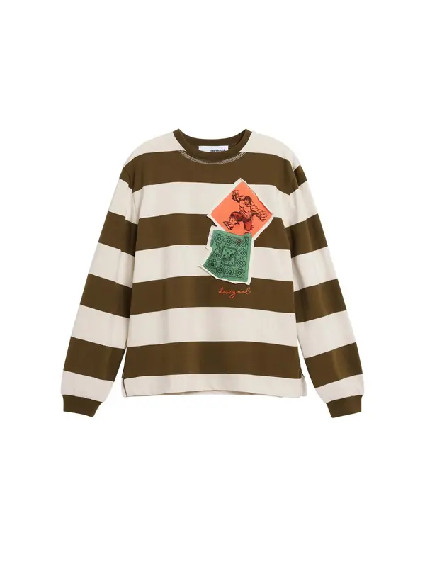 Desigual Desigual Majica  zelena / kaki / narančasta / bijela