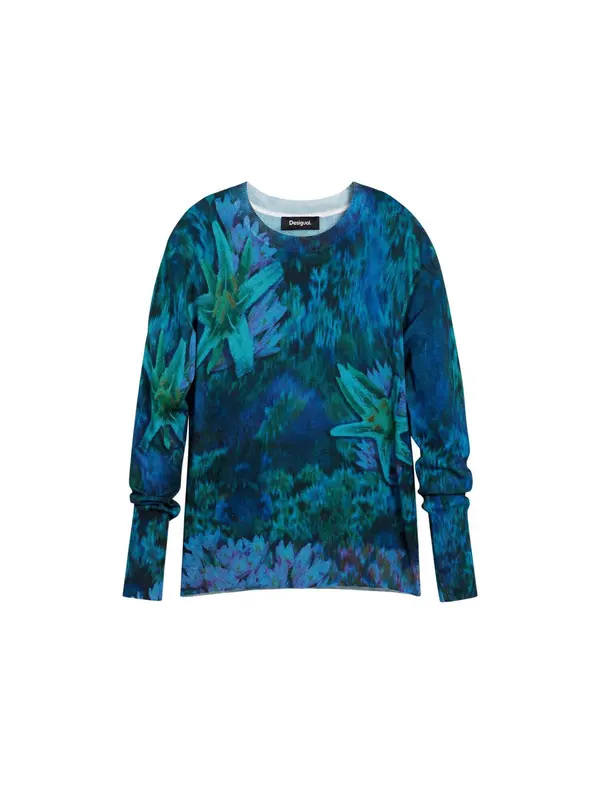 Desigual Desigual Pulover  azur / tamno plava / zelena / maslinasta