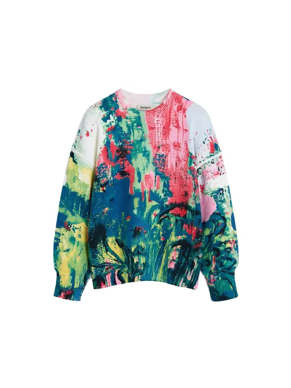 Desigual Desigual Pulover  limeta zelena / smaragdno zelena / menta / roza
