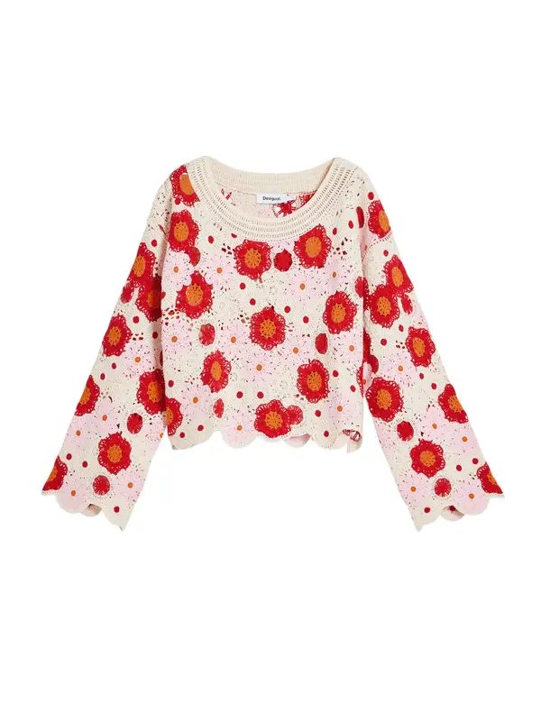 Desigual Desigual Pulover  roza / crvena / bijela