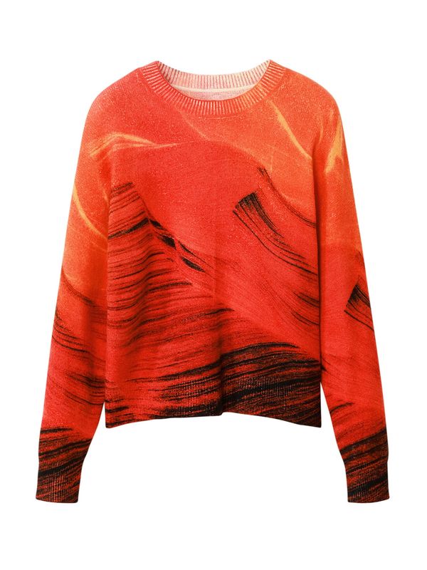 Desigual Desigual Pulover  smeđa / narančasta / crvena