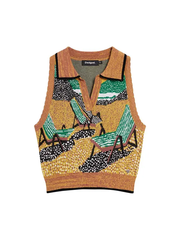 Desigual Desigual Pulover  smeđa / zelena / crna