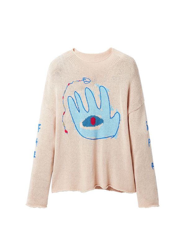Desigual Desigual Pulover  svijetlobež / tamno bež / svijetloplava / tamno plava / vatreno crvena