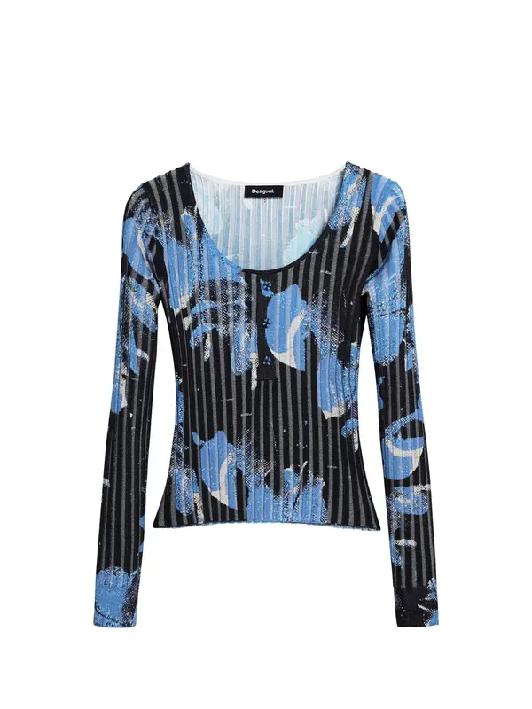 Desigual Desigual Pulover  svijetloplava / tamno plava / bijela