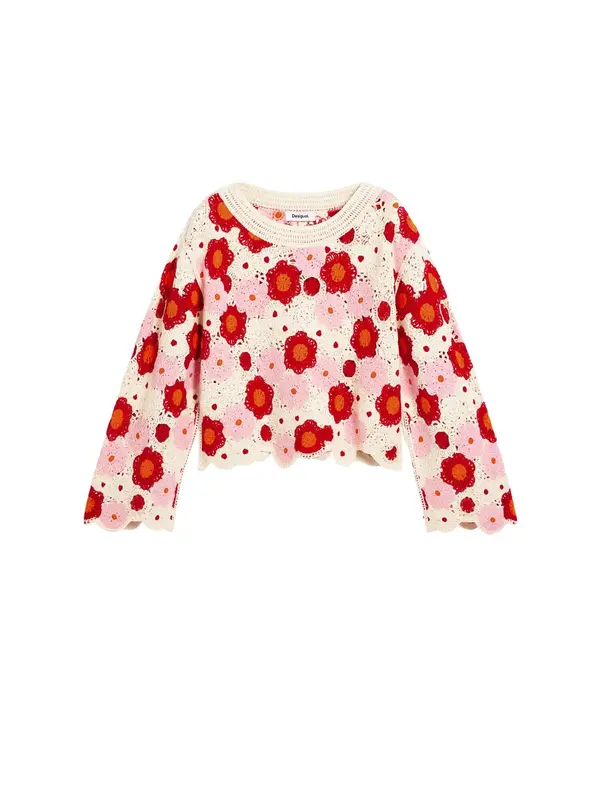 Desigual Desigual Pulover  svijetloroza / crvena / bijela