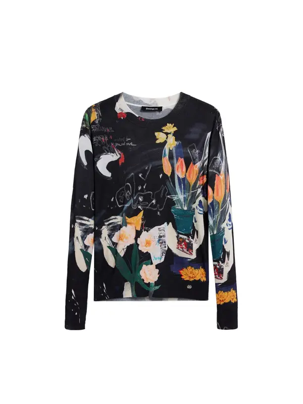 Desigual Desigual Pulover  tamno plava / kraljevski zelena / narančasta / crna