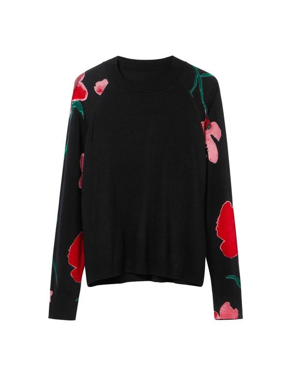 Desigual Desigual Pulover  tamno zelena / roza / vatreno crvena / crna