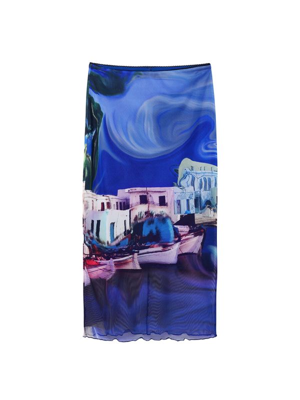 Desigual Desigual Suknja 'M. Christian Lacroix'  plava / pastelno roza / crvena / crna