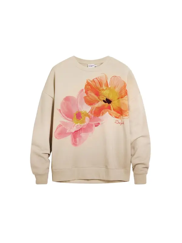 Desigual Desigual Sweater majica  bež / tamno smeđa / narančasta / magenta
