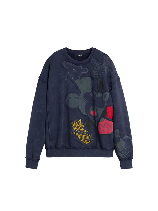 Desigual Desigual Sweater majica 'Mickey Mouse'  tamno plava / dimno siva