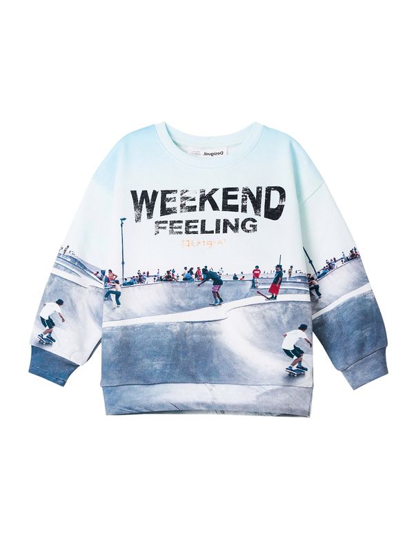 Desigual Desigual Sweater majica  nebesko plava / svijetloplava / crna / bijela