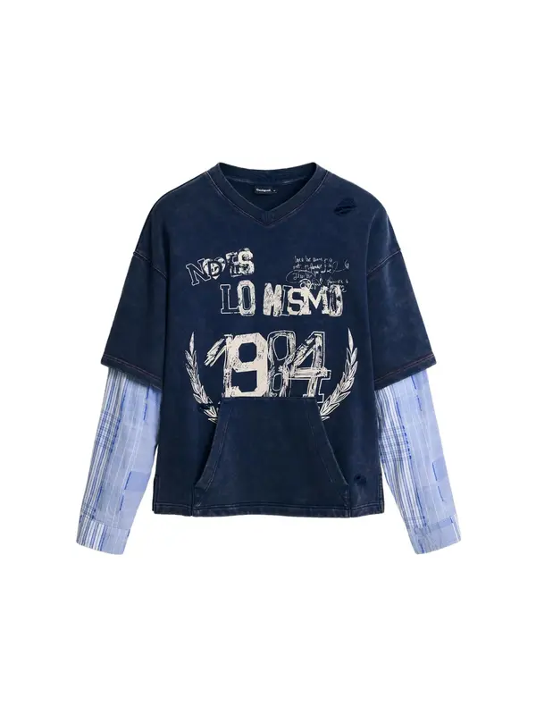 Desigual Desigual Sweater majica  plava / siva / bijela