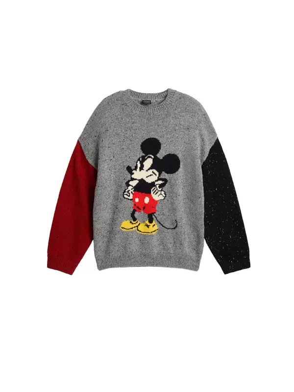 Desigual Desigual Sweater majica  siva / karmin crvena / crna