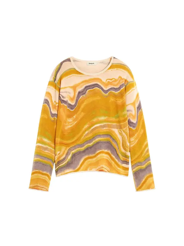 Desigual Desigual Sweater majica  žuta / antracit siva / marelica