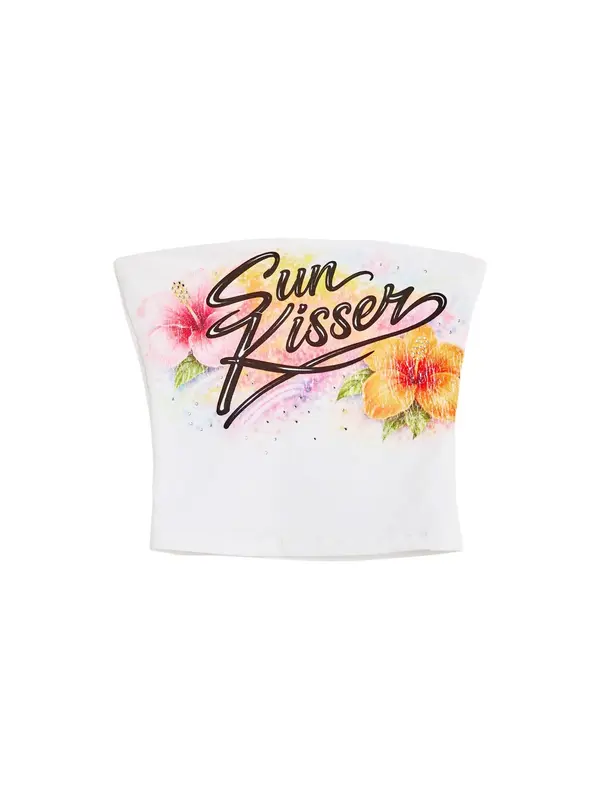 Desigual Desigual Top 'Strapless'  žuta / ljubičasta / roza / bijela