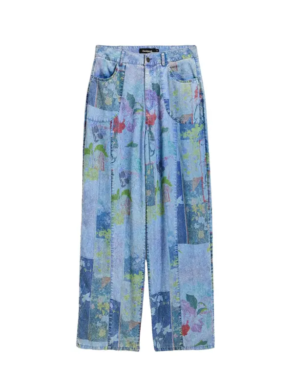 Desigual Desigual Traperice  plavi traper / travnato zelena / roza