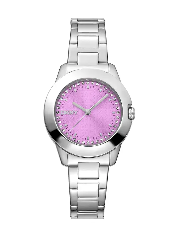 DKNY DKNY Analogni sat 'Park Ave'  roza / srebro / prozirna