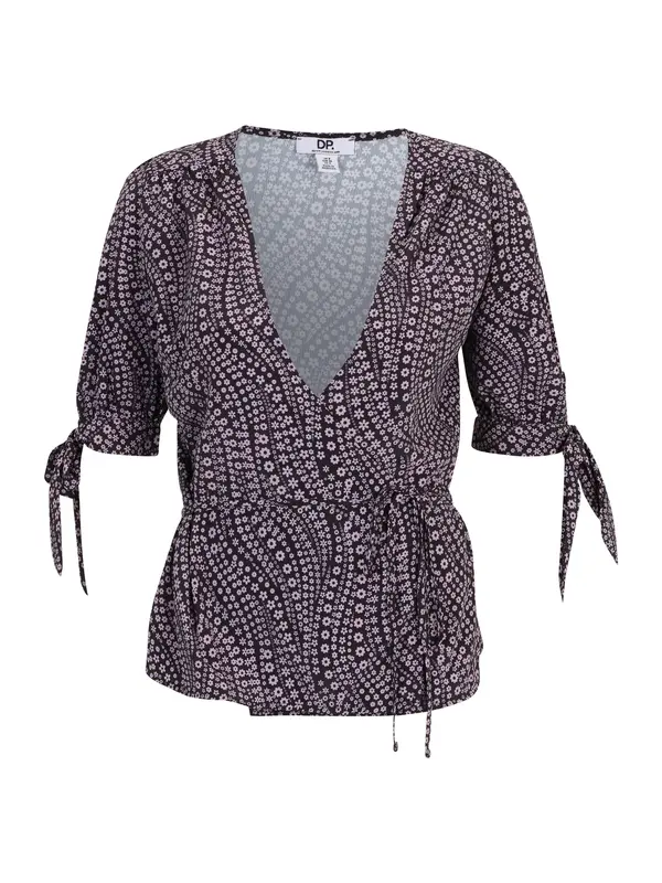 Dorothy Perkins Tall Dorothy Perkins Tall Bluza 'Tall Mono Print Wrap Top'  svijetloljubičasta / crna