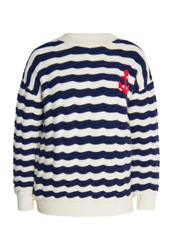 DreiMaster Maritim DreiMaster Maritim Pulover 'Grassland'  morsko plava / karmin crvena / vuneno bijela