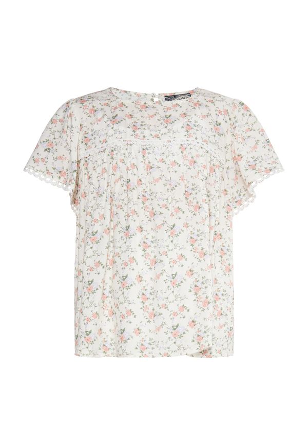 DreiMaster Vintage DreiMaster Vintage Bluza  zelena / pastelno ljubičasta / prljavo roza / bijela