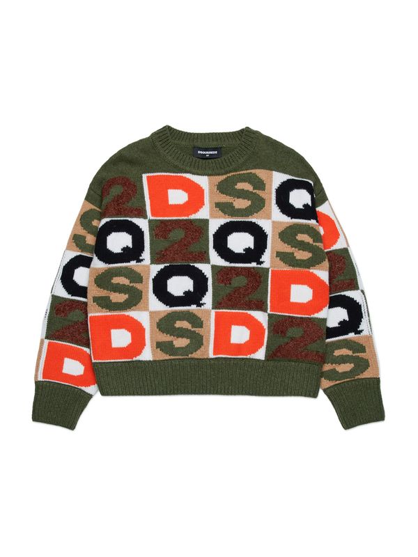 DSQUARED2 DSQUARED2 Pulover  bež / zelena / crvena / bijela
