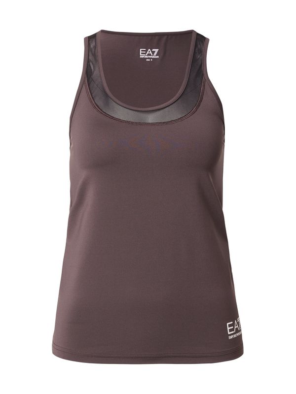 EA7 Emporio Armani EA7 Emporio Armani Sportski top  tamno smeđa / prljavo bijela