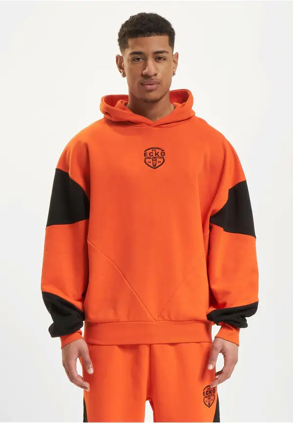 Ecko Unlimited Ecko Unlimited Sweater majica 'Ecko Unltd. Construction'  narančasta / crna