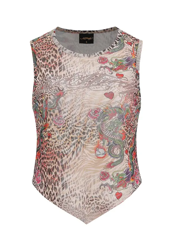Ed Hardy Ed Hardy Bluza 'Dragon Repeat'  ecru/prljavo bijela / burgund