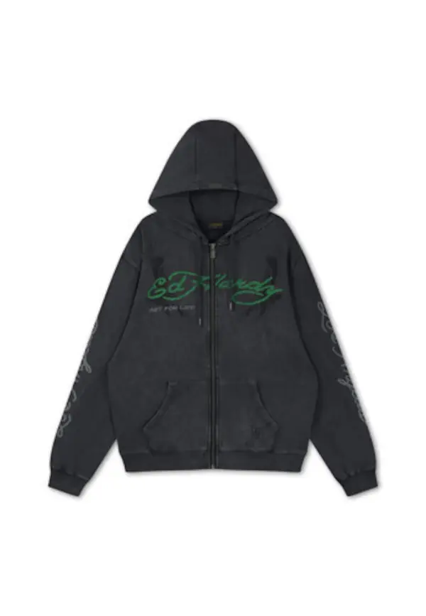 Ed Hardy Ed Hardy Gornji dio trenirke 'Art For Life'  smaragdno zelena / burgund / crna