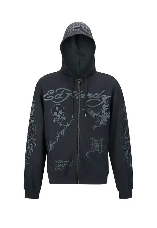 Ed Hardy Ed Hardy Gornji dio trenirke 'Death-Before'  siva / crna