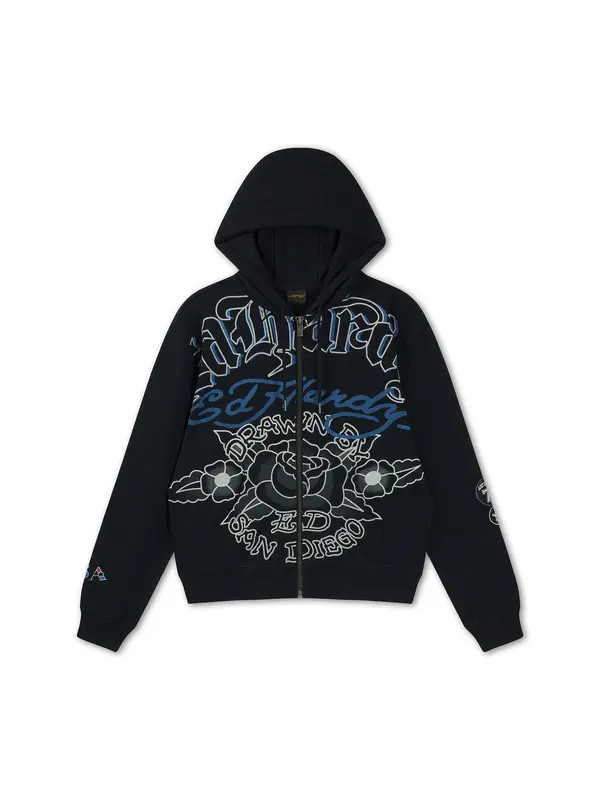 Ed Hardy Ed Hardy Gornji dio trenirke 'Gothic Roses'  plava / crna / bijela