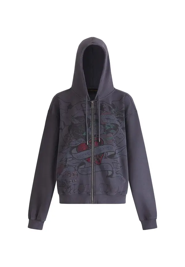 Ed Hardy Ed Hardy Gornji dio trenirke  tamo siva / zelena / tamno crvena / crna