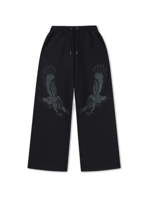 Ed Hardy Ed Hardy Hlače 'Flying Eagle'  tamo siva / crna