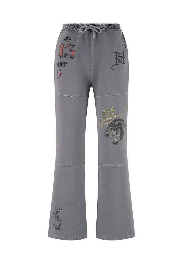 Ed Hardy Ed Hardy Hlače  žuta / sivi traper / crvena