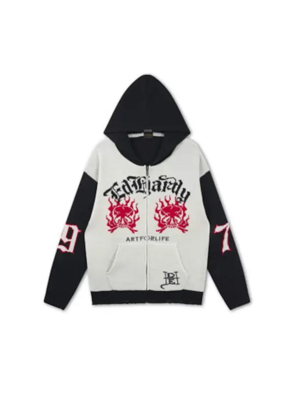 Ed Hardy Ed Hardy Kardigan '1971'  boja slonovače / vatreno crvena / crna