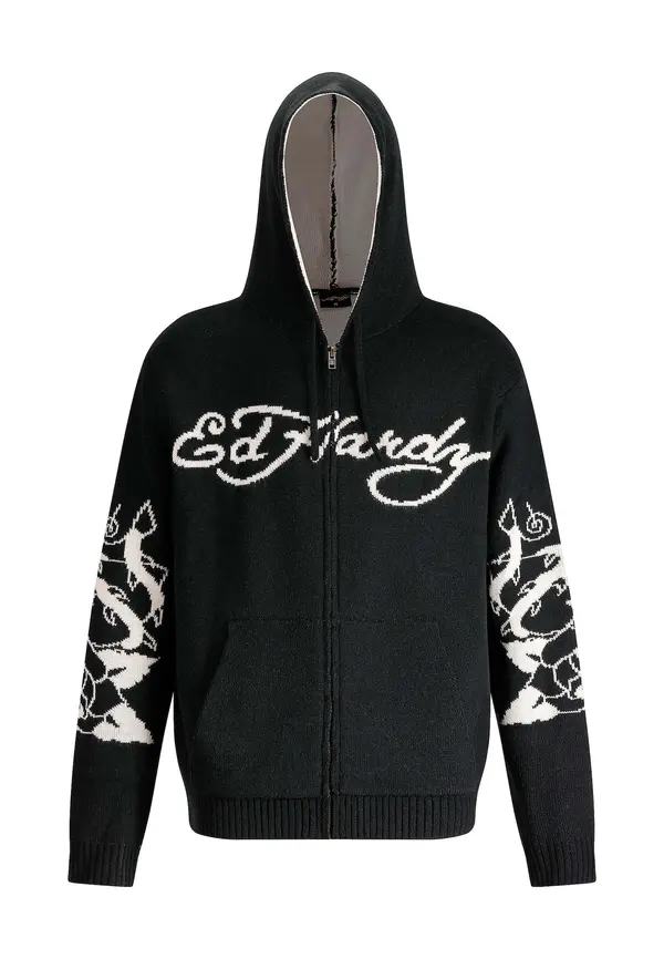 Ed Hardy Ed Hardy Kardigan 'Love Kills'  crna / bijela