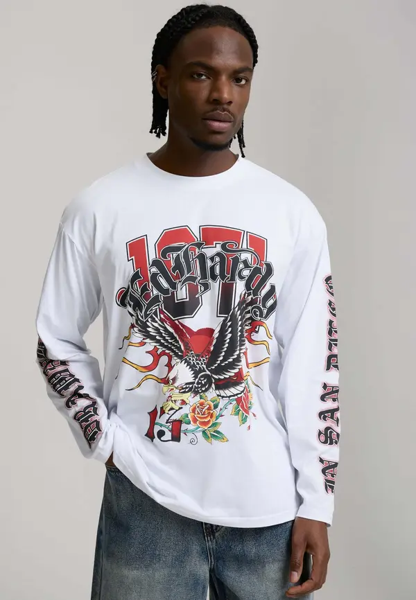 Ed Hardy Ed Hardy Majica '1971 Tattoo Eagle'  krvavo crvena / crna / bijela