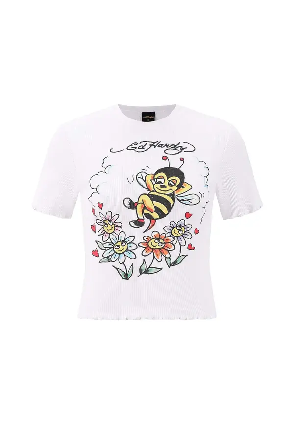 Ed Hardy Ed Hardy Majica 'Biene'  žuta / narančasta / crna / bijela