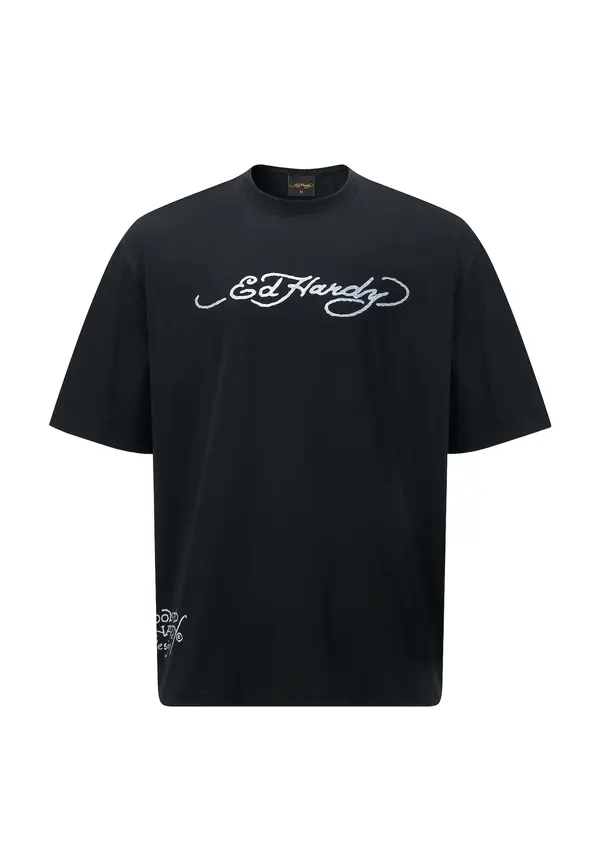 Ed Hardy Ed Hardy Majica 'Drags-Back'  siva / antracit siva / crna / bijela
