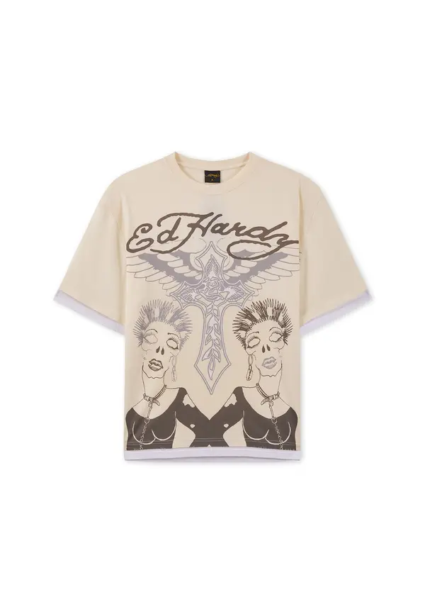 Ed Hardy Ed Hardy Majica  ecru/prljavo bijela / nebesko plava / antracit siva
