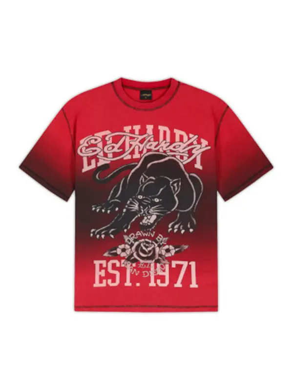 Ed Hardy Ed Hardy Majica 'Panther'  roza / klasično crvena / tamno crvena / crna