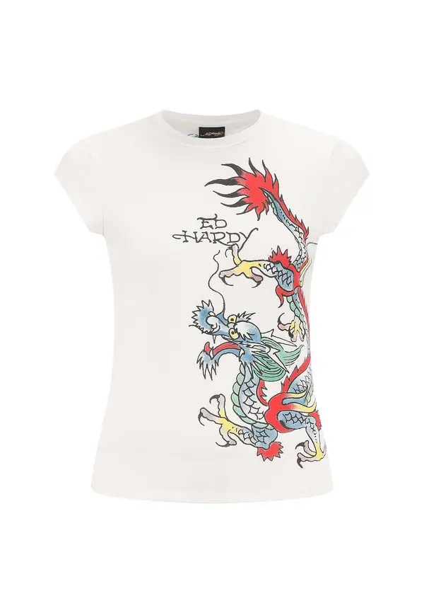 Ed Hardy Ed Hardy Majica 'Rawling Dragon'  plava / crvena / crna / bijela