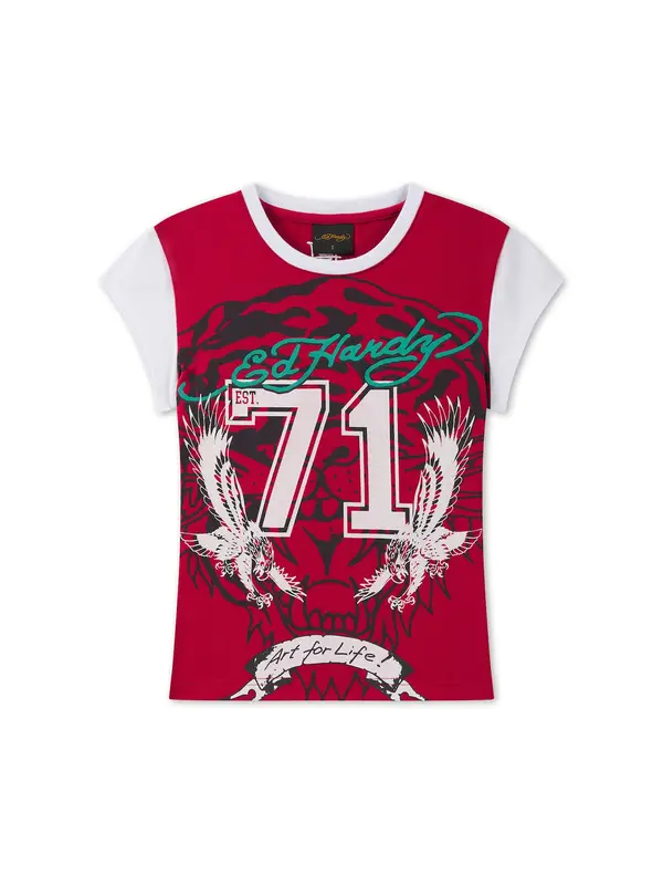 Ed Hardy Ed Hardy Majica 'Roaring Tiger'  svijetloplava / crvena / crna / bijela