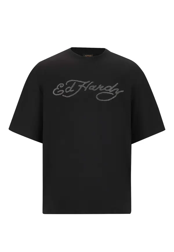 Ed Hardy Ed Hardy Majica 'Skull Flame'  limeta / narančasta / crna / bijela