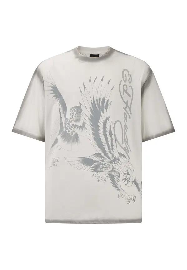 Ed Hardy Ed Hardy Majica  svijetlosiva / bijela