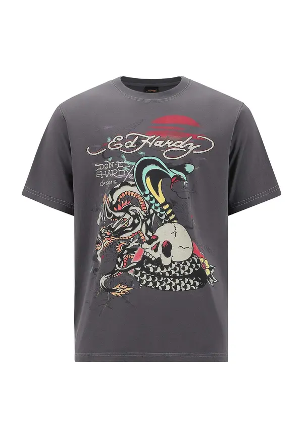 Ed Hardy Ed Hardy Majica  tamo siva / miks boja