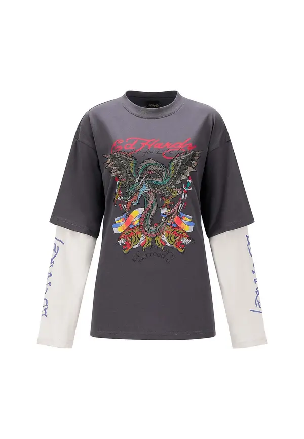 Ed Hardy Ed Hardy Majica  tamo siva / miks boja